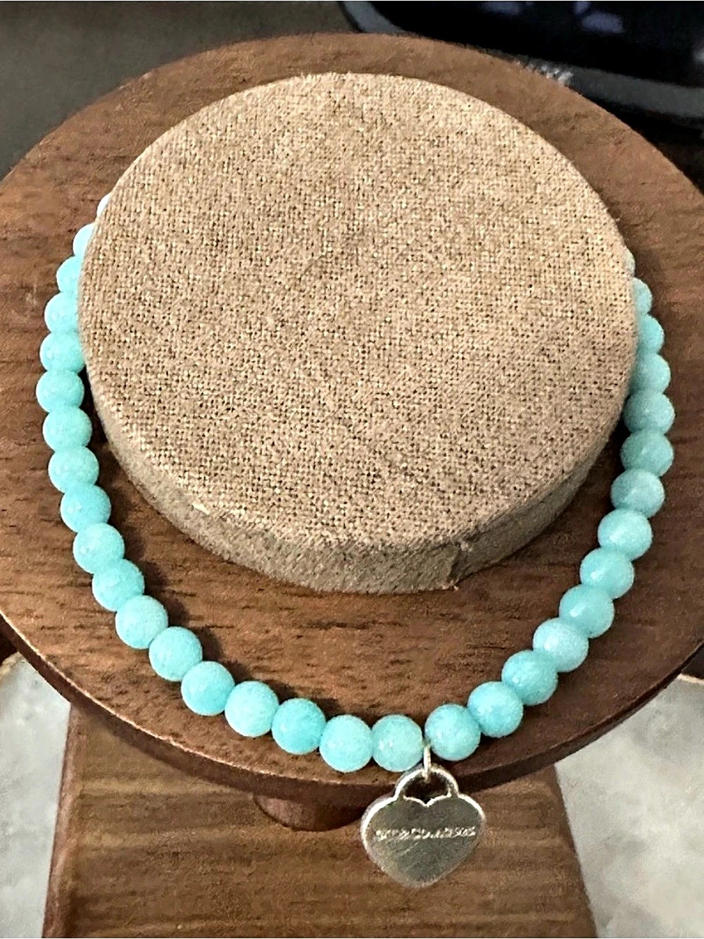 Tiffany & Co. RARE “Return to Tiffany” Heart Tag Amazonite Bead Bracelet AUTHENT